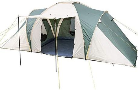 Skandika Kuppelzelt Daytona 6 Personen | Familienzelt mit 3 Schlafkabinen, 3000 mm Wassersäule, 195 cm Stehhöhe, Moskitonetze, Sonnensegel | Campingzelt für Familie und Freunde (grün/beige)