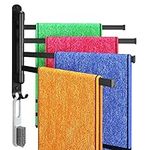 Vovapis Towel Rack, Swivel Self-Adhesive Towel Racks for Bathroom, SUS304 Stainless Steel Bathroom Towel Rack Wall Mounted, 14" 4 in 1 Towel Holder Space Saving, Both Available in Adhesive and Screws