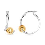 LeCalla 14K Gold-Plated 925 Sterling Silver Two-Tone Dainty Ball Bead Hoop Earrings for Teen Women - 20mm