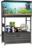 Bestier 20-29 Gallon Fish Tank Stand with Storage, Modern Aquarium Stand with Power Outlets, 31x15 Metal Reptile Terrarium Stand with Cabinet, Hook, and Adjustable Feet,350 Lbs Capacity(Black)
