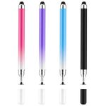 2 in 1 Stylus Pens for Touch Screens,4 Pack Gradient Color High Sensitivity Stylus Fine Point Stylus Pen for Smartphone and Tablets All Universal Touchscreen Devices(Pink+Purple+Blue+Black)