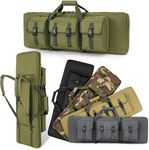 DULCE DOM Double Rifle Case 52'' Soft Gun Bag Tactical Backpack with Movable Divider for Hunting Shooting Range, MOLLE System Multiple Magazine Pouches & Accessory Bags (GREEN)