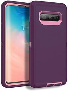 MXX Compatible with Samsung Galaxy S10 Plus Case, 3-Layer Super Protective Full Heavy Duty Tough Rugged Bumper Cover, Shock & Dust Proof, Made for Galaxy s10 Plus Phone Case 6.4" - Plum/Light Pink