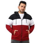 Urbano Plus Men's Black, White, Maroon Cotton Zippered Hooded Casual Winterwear Sweatshirt (plusjaktp-cns-blawhimar-3xl)