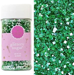 Bakery Bling™ Emerald Green Glittery Sugar™ Sprinkles - 100% Edible Glitter for Baking, Cake Decorating, Cupcakes, Cookies & Drinks | Nut-Free, Kosher, Dairy-Free | 3 oz