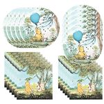 DoMiDoLa 40pck Winnieh Party Supplie include 20 plates, 20 napkins for the Pooh Bear birthday party decoration