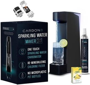 Carbon8 Sparkling Water Maker Machine - Home Soda Stream Machine, Screw-In CO2 Carbonator, Countertop Water Mineralizer, Seltzer Soda Maker Machine Dispenser - CO2 Cylinder Included - Black