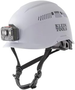 Klein Tools 60150 Safety Helmet, Vented, Rechargeable Headlamp, Tested to Tough Industrial Hard Hat Safety Standards, White