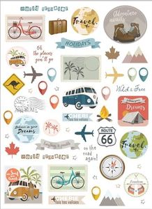 Etiquettes autocollantes Voyage de 0,5 à 4,5 cm x 104 pcs - MegaCrea