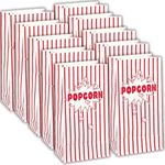 Festive Red & White Popcorn Party Paper Bags (30cm x 12cm) Pack of 10 - Ideal for Parties & Events