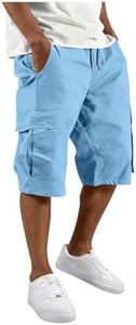 Cargo Shorts for Men - Capri Long Cargo Shorts for Men Relaxed Fit Below Knee 3/4 Length Elastic Waist Summer Outdoor Short Pants with 6 Pockets - Camping,Hiking,Climbing,Fishing,Casual Wear,Workwear