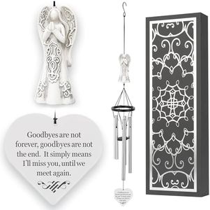Memorial Wind Chimes with Celtic Angel & Heart - Goodbyes are Not Forever - Sympathy Gift for Loss of a Loved One