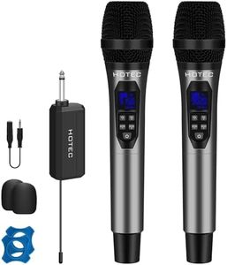 HOTEC Wireless Singing Microphones for Karaoke, Dual UHF Handheld Dynamic Mic System with Echo/Vol Control and Rechargeable Receiver, Ideal for Church, Wedding, Party, Speech, PA, Mixer