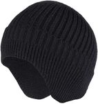 Gajraj Knit Beanie Hat For Men Women Winter Warm Earflap Soft Wool Slouchy Skull Cap With Ear Warmer Outdoor Sports Casual Woolen Hat (Black), Free Size