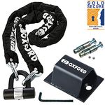 Oxford Security Products OF159 1.5m Heavy Duty Chain Lock + Brute Force Motorcycle Ground Anchor,Black