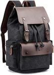 Fsiomo Vintage Canvas Backpack for Men & Women,Denim Rucksack for Travelers, Laptop School Bag (Black)