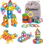 KIDCHEER Magnetic Tiles Blocks Toddlers Kids Toys Montessori Sensory Building STEM Preschool Learning Toys Girls Boys Toys Outdoor 3-5 Magnet Toys 3 4 5 6 7 8 9 Year Old Boys Girl Birthday Gifts 64PCS