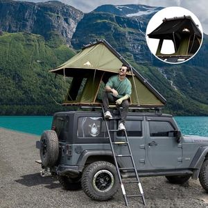 HEYFUN Adventurer Rooftop Tent Hardshell with Luggage Racks&Replaceable Rain Flies, Truck Bed Tent for Camping, Pop Up Roof Top Tents for Truck Jeep SUV Car Van Wrangler Tacoma - Olive Green