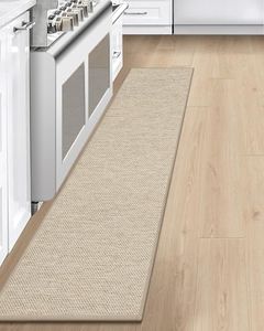 LEKEEPGO Kitchen Mat 17"x79", Absorbent Kitchen Rugs and Mats, Kitchen Mats Non Slip Washable, Kitchen Floor Mat for Laundry, Hallway, Office, Beige