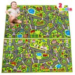 JOYIN 2 Pack Kids City Town Rug,Car Play Carpet,City Road Playmat on Children Educational,Toddler Bedroom Playroom,Jumbo Play Room Rug, City Pretend Play