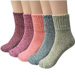 Chalier Finery 5 Pairs Womens Socks Wool Thermal Warm Knitting Ladies Socks