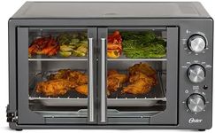 Oster Extra-Large 42L French Door Countertop Toaster Oven, 6-in-1 Air Fryer Oven with Air Fry Rack, Wire Rack, Baking Pan and Crumb Tray, Stainless Steel