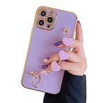 MVYNO Exclusive Cover with Back Holder for iPhone 14 Pro | Classy Unique Case for Girls & Women (Silicone, iPhone 14 Pro, Lavender Hearts Holder)