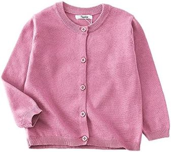 TOPTIE Baby Girl Toddler Cotton Uniform Cardigan Sweater-Pink-4T