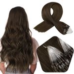 Full Shine Micro Link Brown Hair Extensions Human Hair 18 Inch Micro Loop Hair Extensions for Women Color 2 Silky Straight Human Hair Extensions 50 Strands