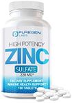 Zinc 220mg [High Potency] Supplement – Zinc Sulfate for Immune Support System 100 Tablets