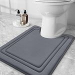 smiry Memory Foam Toilet Mat, 50 x 60 cm, Extra Soft U-Shape Pedestal Mat for Toilet, Super Absorbent Toilet Mats for Bathroom, Dark Grey