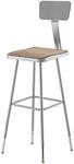 National Public Seating 32"-39" Height Adjustable Heavy Duty Square Seat Steel Stool with Backrest, Grey (6330HB)