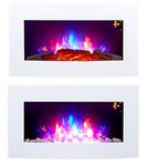 2024 71.8CM WIDE TRUFLAME 7 COLOUR WHITE CURVED GLASS LED WALL MOUNTED ELECTRIC FIRE WITH PEBBLE EFFECT!