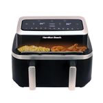 Hamilton Beach VisionCook Dual AirFryer, 9L, Vision Window, 10 One Touch Presets, Vortex Technology, Dual Zones, Match Cook, Smart Finish, Dishwasher Safe, Roast, Bake, Dehydrate - HB700VCGS, Black