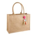 FITDON Jute Tote Bag Women, Large Jute Bag Beach Bag Foldable Waterproof Shopping Bags Handbag for Picnic Travel Shopping Beach and Everyday