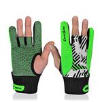 Professional Anti-Skid Bowling Gloves Comfortable Bowling Accessories Semi-Finger Instruments Sports Gloves Mittens for Bowling (Green, M)