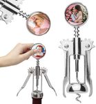 ubjva Custom Photo Wine Bottle Opener, Zinc Alloy Corkscrew with Wings, Silver, 7 x 2.5 Inches, Perfect for Restaurants, Bars, and Gifting