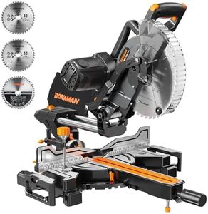 DOVAMAN Updated 10-Inch Dual Bevel Sliding Miter Saw, Multi-Material Cutting w/ 3 x TCT Blades, 2-Speed 5000/3200 RPM, LED Shadow Line, 0-45° Bevel & Miter Cut, Max Cut 3.5" x 13.4", 9 Positive Stops