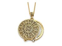 Artisan Owl Ornate Filigree 4X Magnifier Magnifying Glass Sliding Top Magnet Pendant Necklace, 30", Glass