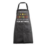 MBMSO Funny Retirement Aprons Retired Gift for Men Kitchen Cooking Apron I Thought I Retired But Now I Just Work for My Wife, Retirement Apron-black, Standard