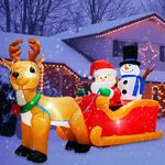 Danxilu 6.6 FT Christmas Inflatable Santa Sled Outdoor Yard Decorations, Blow up Santa Claus Built-in LED Lights Outside Waterproof Xmas Decor