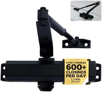 LYNN HARDWARE Medium Duty Automatic Door Closer (Matte Black) - Highly Durable Cast Aluminum, Commercial or Home Use, Adjustable Speed Controls, 3 Mounting Options, 3 Hour Fire Rated (DC6003 Model)