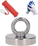 LELYFIT Fishing Magnet Kit, 500lbs Rare Earth Neodymium Magnet, Strong Magnet Fishing Heavy Duty with 65Ft Salvage Rope, Durable Gloves for Retrieving Tools &Find Treasure