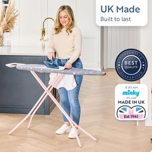 Flamingo Pink Large Ironing Board – Sturdy Laundry Accessory