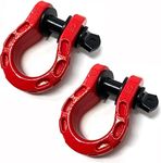 LFPartS 2pcs Set Mega RED D-Ring Shackles Powder Coat Heavy Duty for Vehicle Recovery Towing Jeeps, Trucks, Atvs, Boats - 2 pics