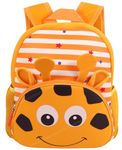 Toyshine 12" Cute Hippo Face Backpack For Kids Girls Boys Toddler Backpack Preschool Nursery Travel Bag - Mini Size - Musturd,Orange