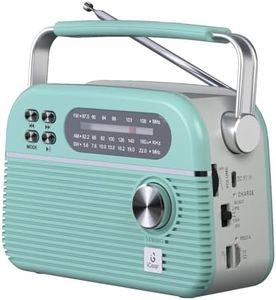 Trinity Solar-Powered MP3 Player & 3-Band Radio with FM/AM/SW, Retro Modern Style, Bluetooth, USB, TF/SD Card, 1200 mAh Rechargeable Battery, Solar Charger, 1 Year Replacement Warranty (Blue)