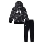 Under Armour boys Long Sleeve Logo Hoodie & Joggers Set, Black Rock Camo, 3T