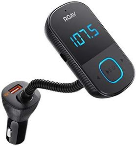 Anker Roav SmartCharge T1, Bluetooth FM Transmitter for Car, Audio Adapter and Receiver with Big LED Display, PowerIQ 2.0, Hands-Free Calling, and AUX Output, Compatible with Quick Charge 3.0 Devices