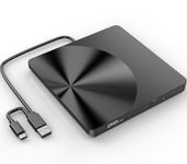 TEMZICK External CD Drive, USB 3.0 Portable CD/DVD +/-RW Drive Slim DVD/CD ROM Rewriter Burner for Laptop Desktop PC Windows and Linux OS Apple Mac Macbook Pro